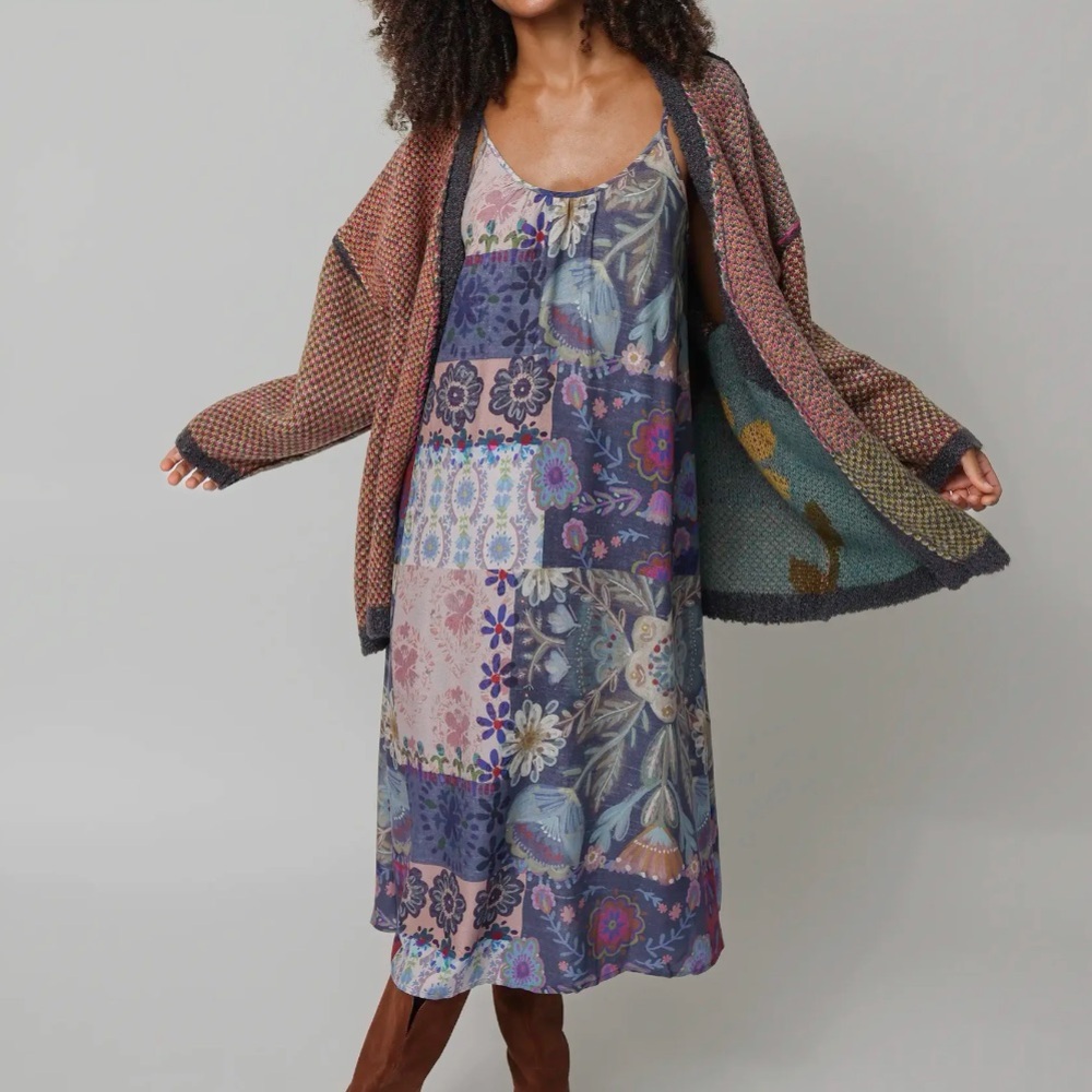NATURAL LIFE Lizzie Blue Patchwork Midi Dress